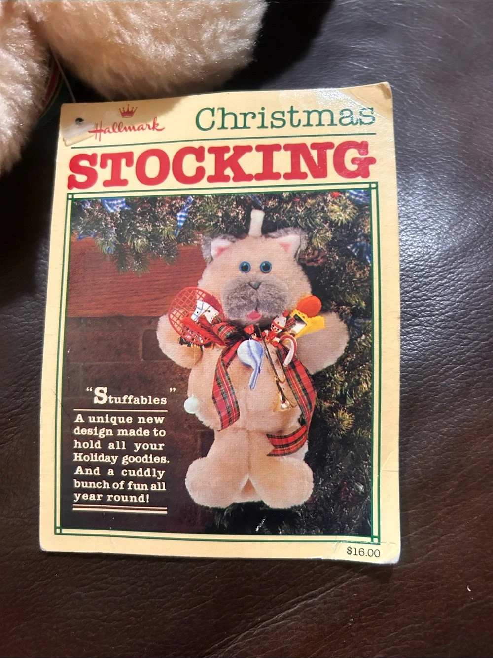 Vintage CHRISTMAS HALLMARK NWT STUFFABLES CAT STOCKING